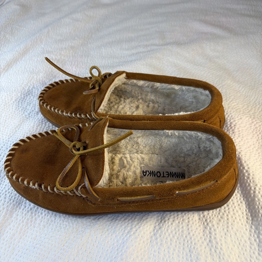 Minnetonka Moccasins Slippers Mens Size 9 Fleece Lined Suede